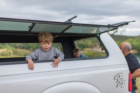 Truck Cap and Family on an RV Trip 