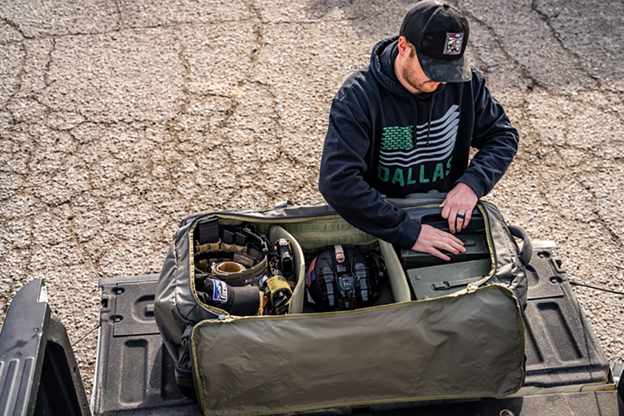 Truck bed organized and ready for a task